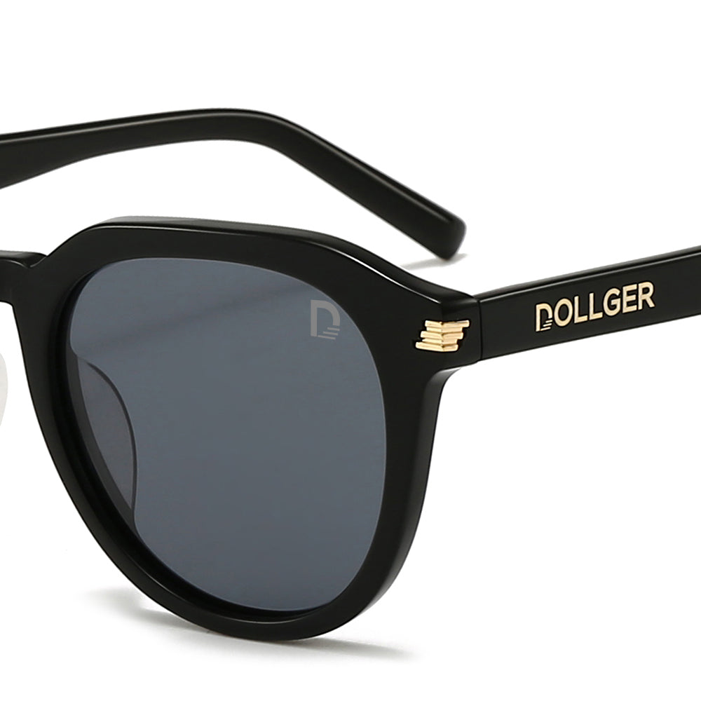 Dollger Black Retro-Vintage Round Tinted Sunglasses