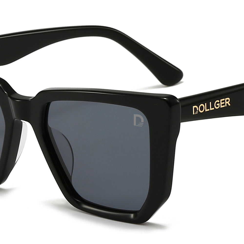 Dollger Black-Clear Hipster Acetate Square Tinted Sunglasses