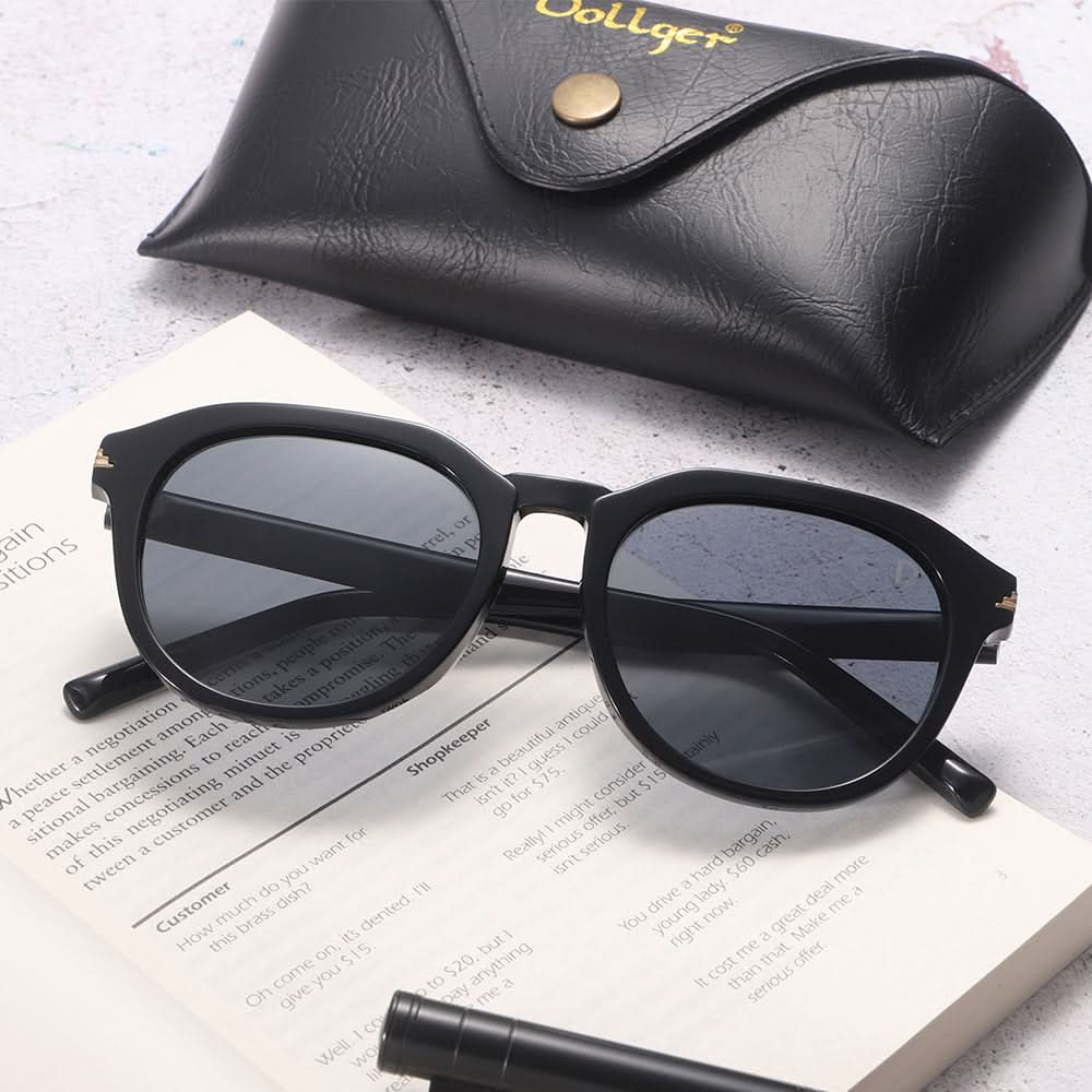 Dollger Black Retro-Vintage Round Tinted Sunglasses