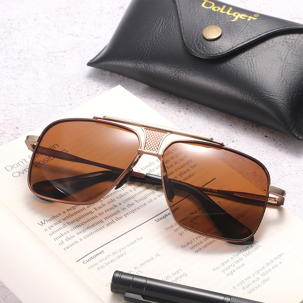 Dollger Square Aviator Metal Sunglasses