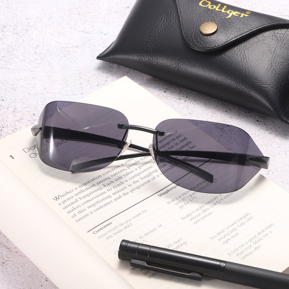 Dollger Rectangle Rimless Tinted Sunglasses