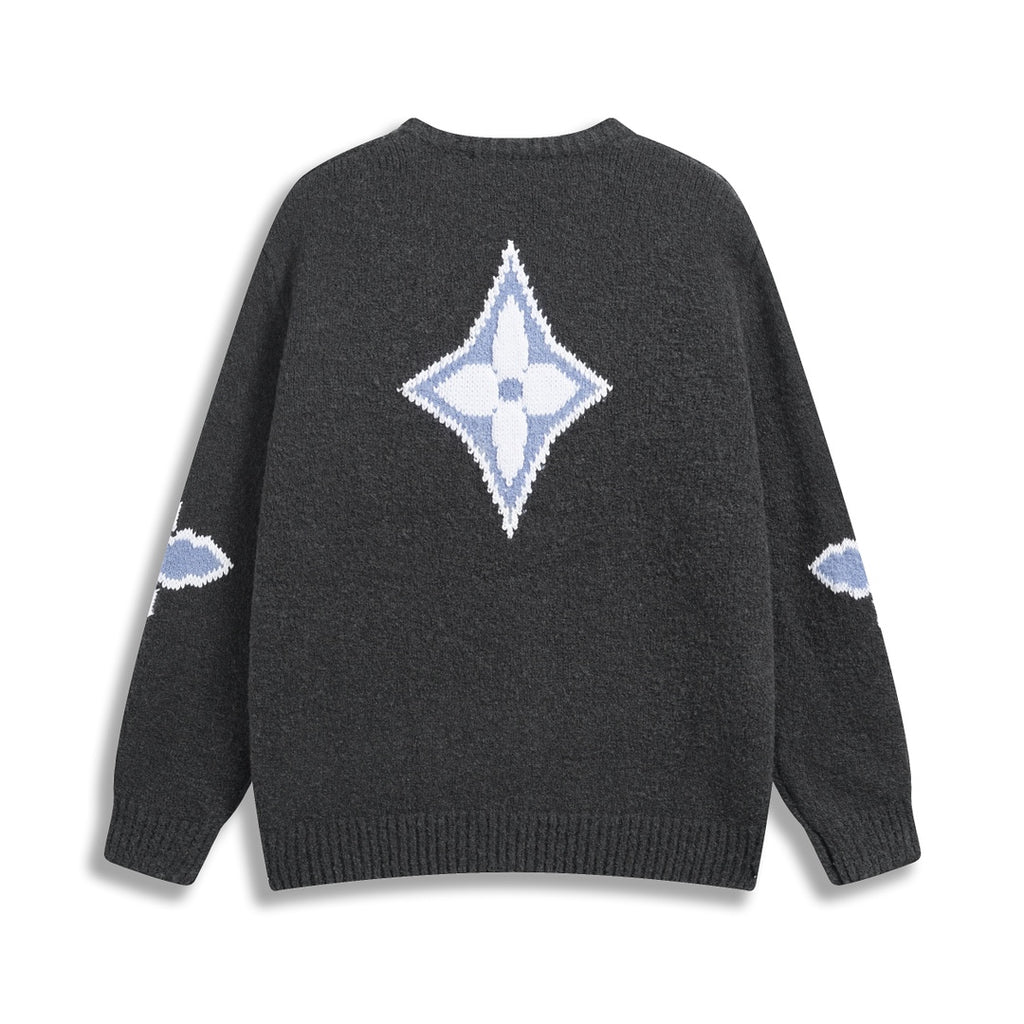 Retro atmosphere round neck autumn and winter loose and lazy feeling thick unisex sweater P195-Black