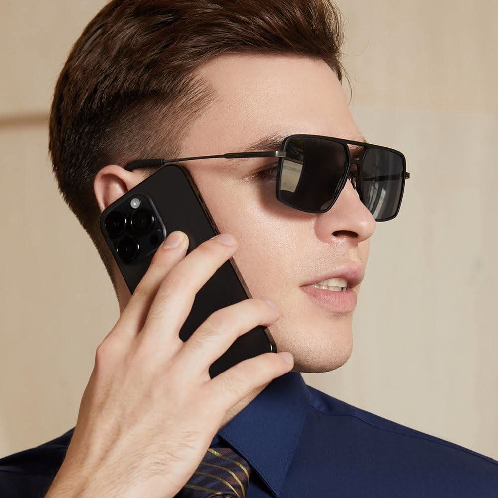 Dollger Titanium Frame Square Aviator Sunglasses