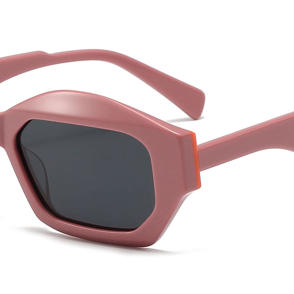 Vintage patchwork acetate polygonal cat-eye sunglasses