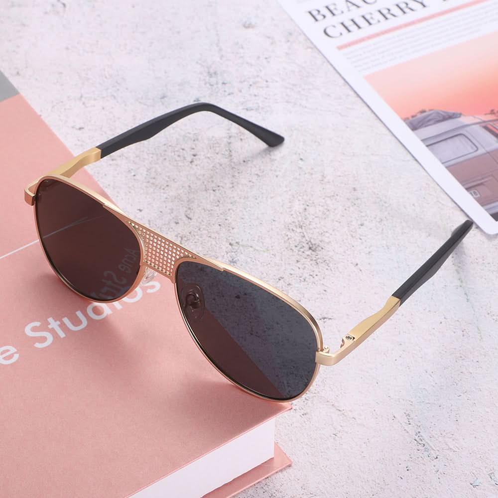 Dollger Silver and Lavender Gradient Aviator Sunglasses