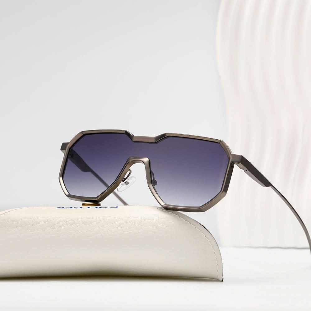 Punk style one piece large frame polygonal trendy sunglasses