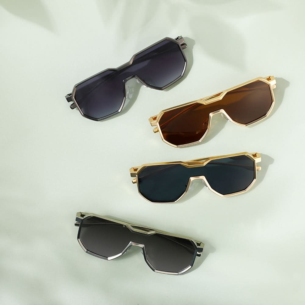 Punk style one piece large frame polygonal trendy sunglasses