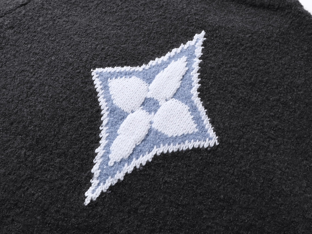 Retro atmosphere round neck autumn and winter loose and lazy feeling thick unisex sweater P195-Black